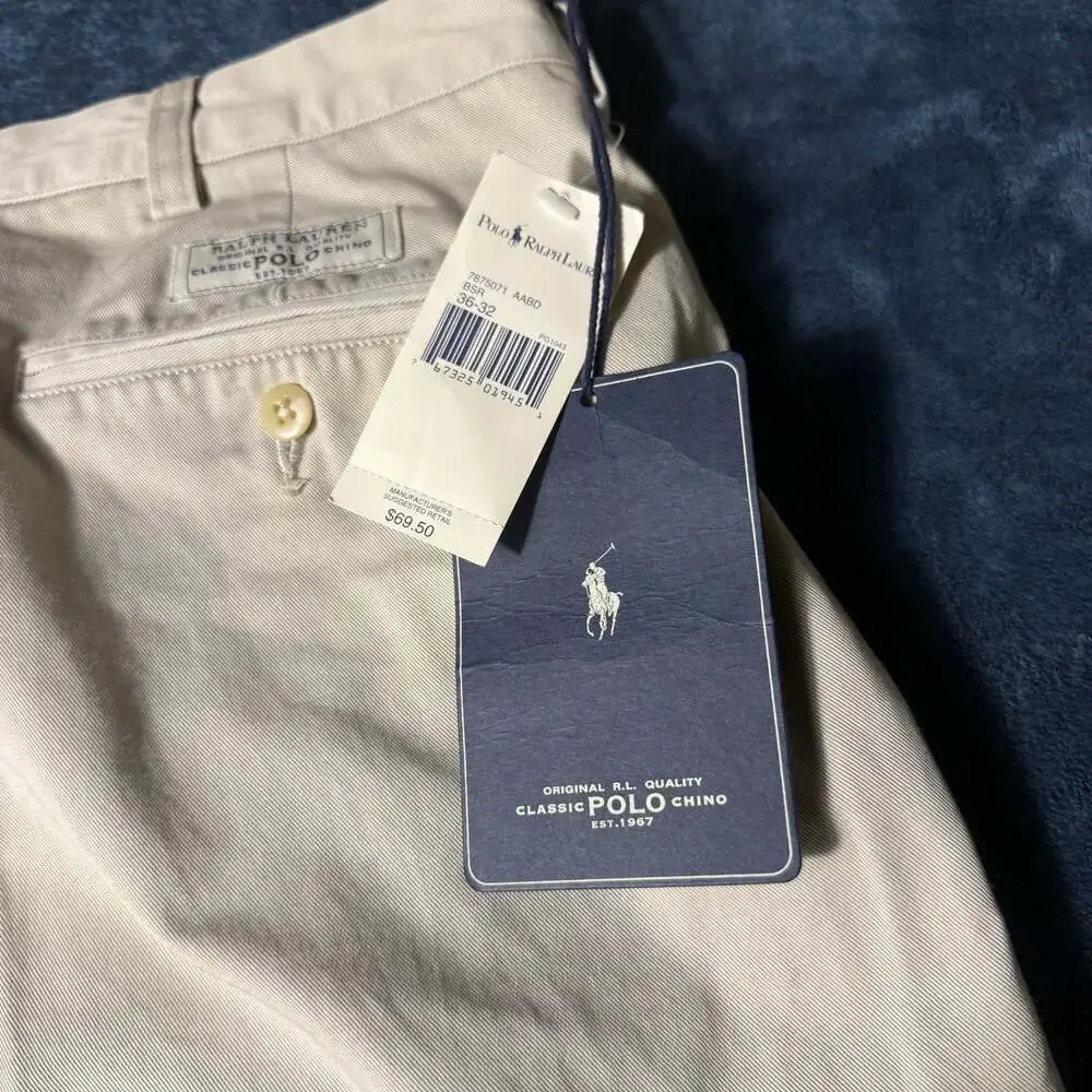 Polo Ralph Lauren Men's Andrew Pant Classic Fit Pleated Chino Pants Size 36x32